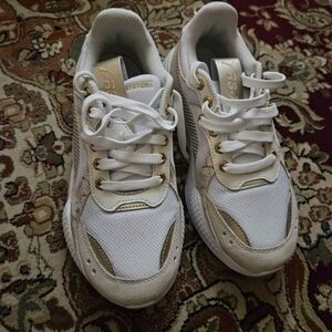 Puma White Sneakers with Gold Details